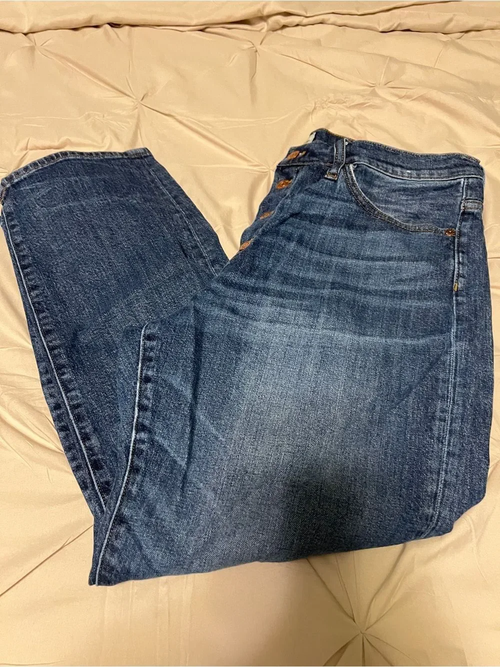 J. Crew High-Rise Button-Fly Medium Blue Jeans